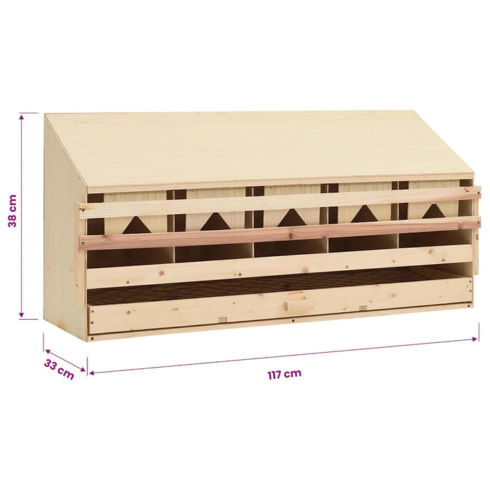 Cuibar găini cu 5 compartimente, 117x33x38 cm, lemn masiv pin WALTI