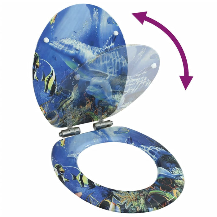 Capac WC cu închidere silențioasă, MDF, design delfini - WALTI WALTI