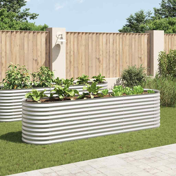 Strat înălțat de grădină argintiu 320x80x81 cm oțel galvanizat - WALTI WALTI
