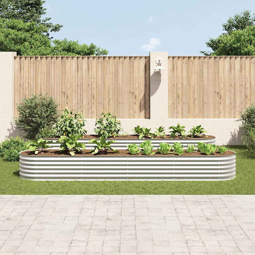Strat înălțat de grădină argintiu 400x80x44 cm oțel galvanizat - WALTI WALTI