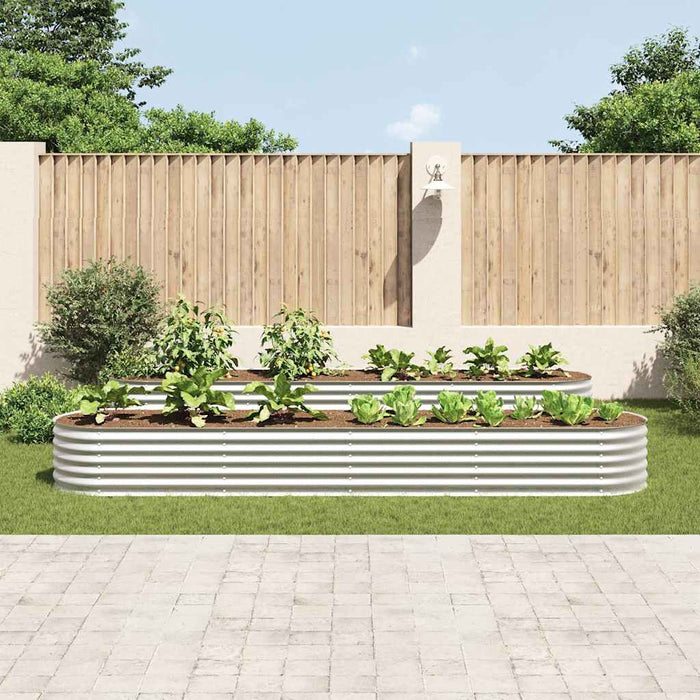 Strat înălțat de grădină argintiu 400x80x44 cm oțel galvanizat - WALTI WALTI