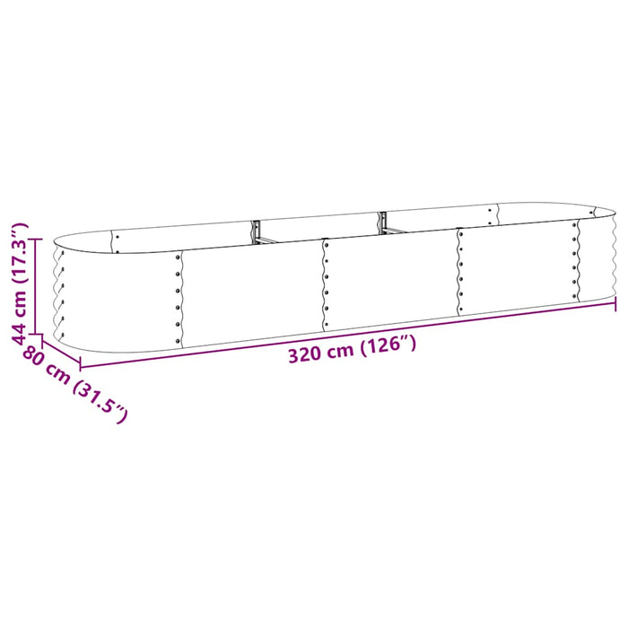 Strat înălțat de grădină, argintiu 320x80x44 cm oțel galvanizat - WALTI WALTI