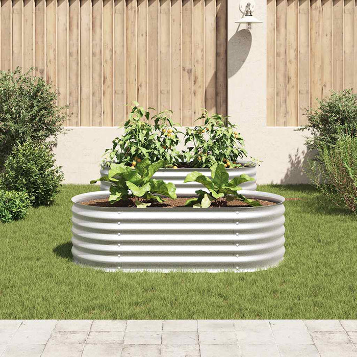 Strat înălțat de grădină argintiu 160x80x44 cm oțel galvanizat - WALTI WALTI