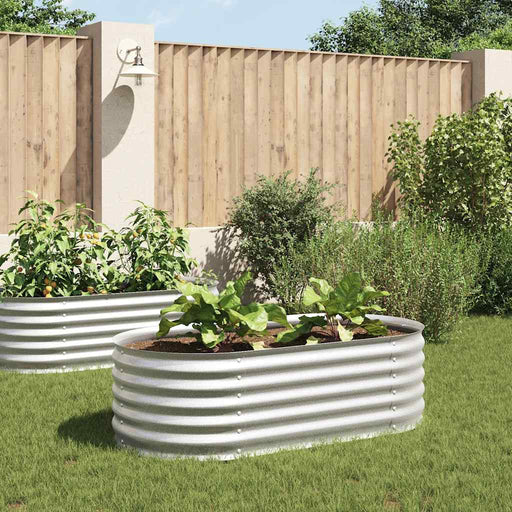 Strat înălțat de grădină argintiu 160x80x44 cm oțel galvanizat - WALTI WALTI