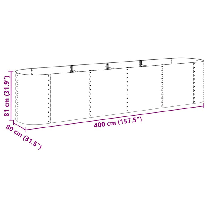 Strat înălțat de grădină, gri, 400x80x81 cm, oțel galvanizat - WALTI WALTI