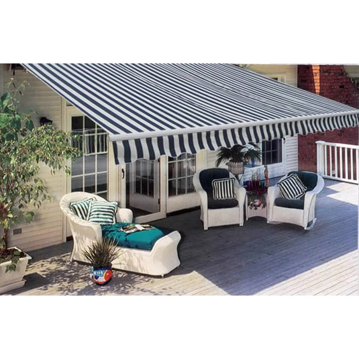 Copertină pliabilă cu acționare manuală, 300 cm, albastru/alb - WALTI WALTI