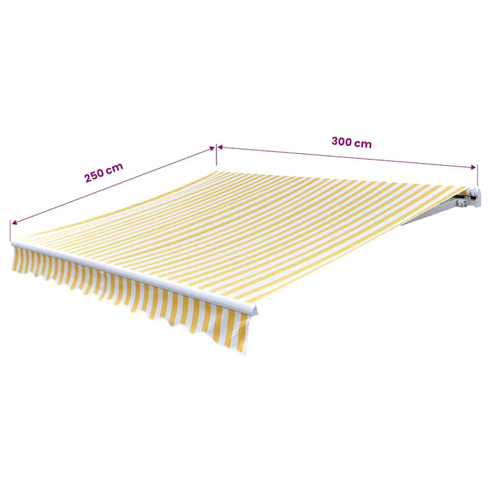 Copertină pliabilă, acționare manuală, 300 cm, galben/alb - WALTI WALTI