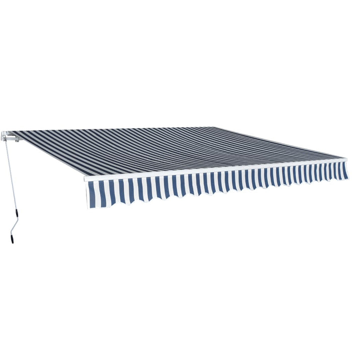 Copertină pliabilă cu acționare manuală, albastru/alb, 400 cm - WALTI WALTI