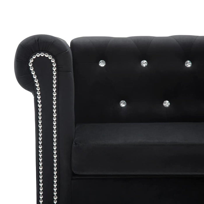 Set canapele Chesterfield, 2 buc, tapițerie catifea, negru WALTI
