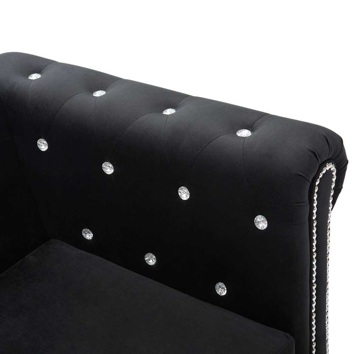 Set canapele Chesterfield, 2 buc, tapițerie catifea, negru WALTI