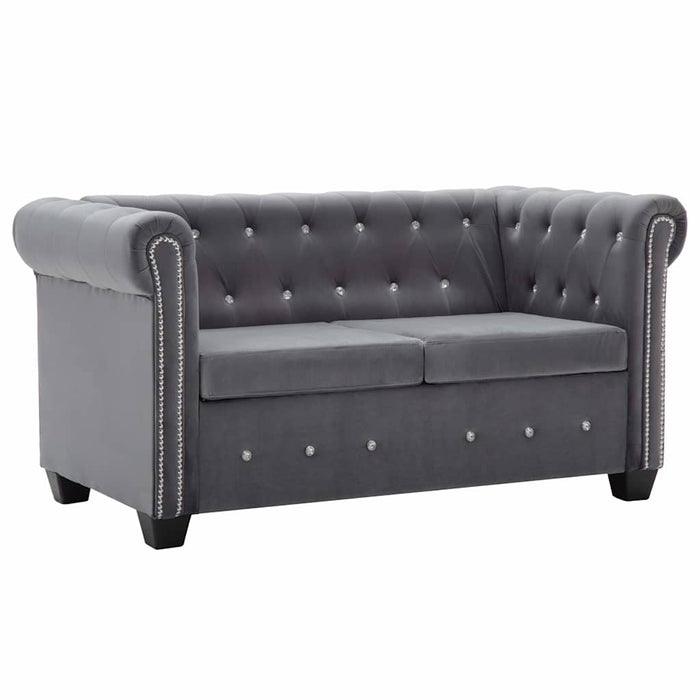 Set canapele Chesterfield, 2 buc, tapițerie catifea, gri WALTI