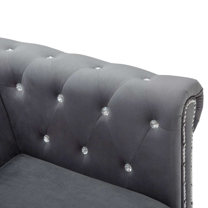 Set canapele Chesterfield, 2 buc, tapițerie catifea, gri WALTI