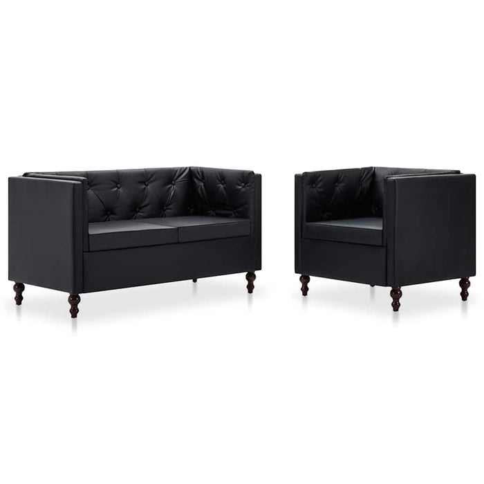Set canapele, 2 piese, negru, tapițerie din piele artificială WALTI