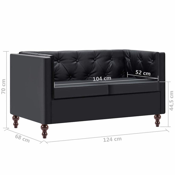 Set canapele, 2 piese, negru, tapițerie din piele artificială WALTI