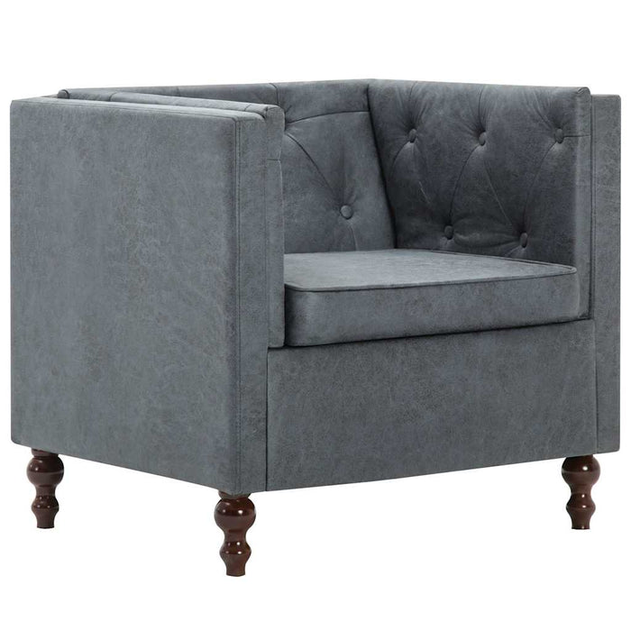 Set canapele Chesterfield 2 piese gri tapițerie material textil WALTI