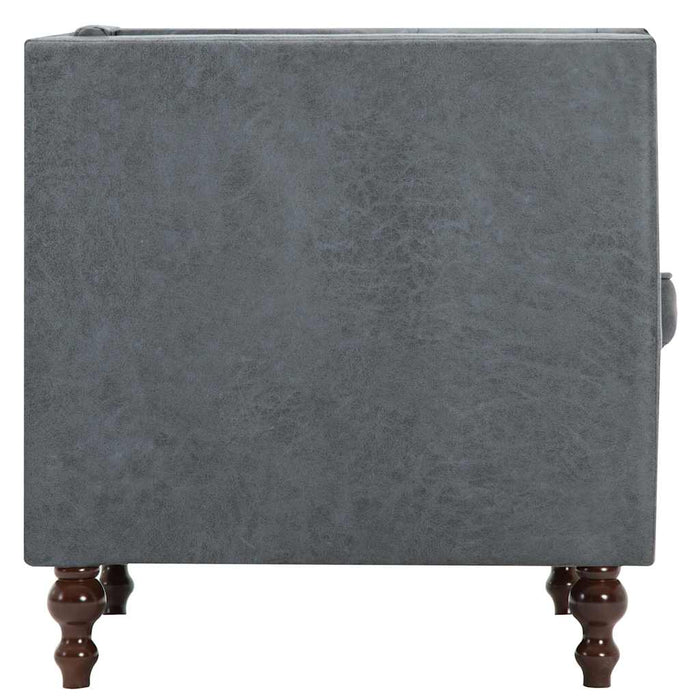 Set canapele Chesterfield 2 piese gri tapițerie material textil WALTI