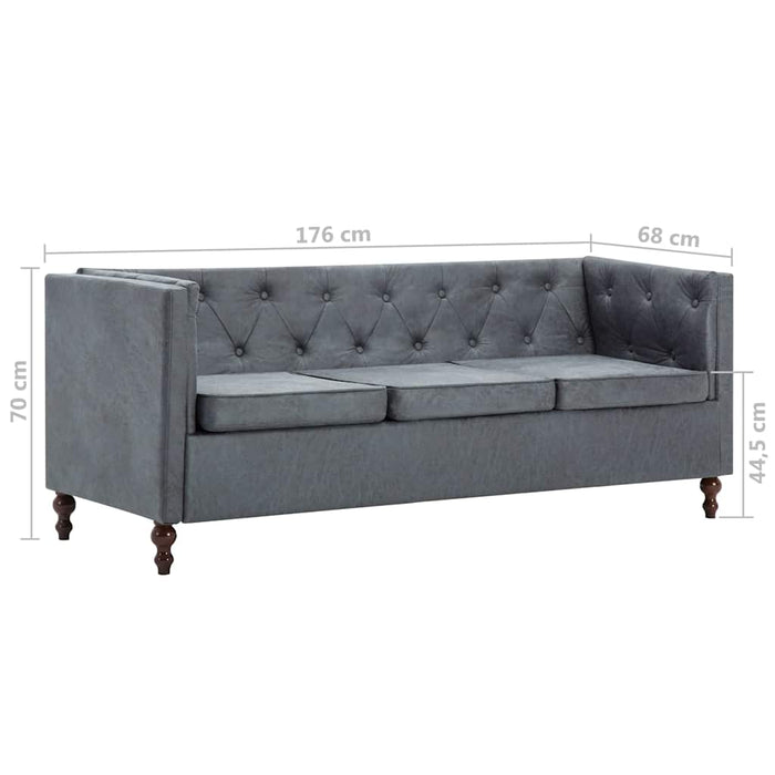 Set canapele Chesterfield 2 piese gri tapițerie material textil WALTI