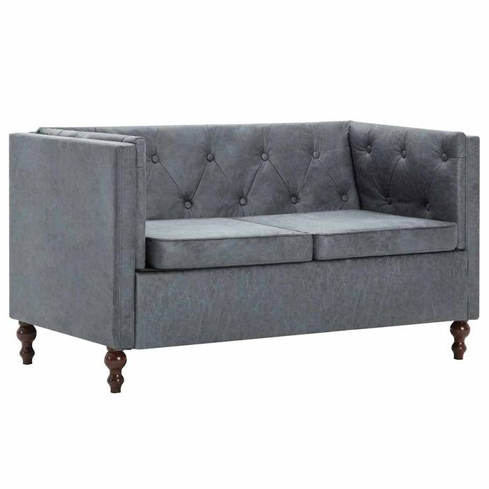 Set canapele Chesterfield, 2 piese, gri, tapițerie țesătură WALTI