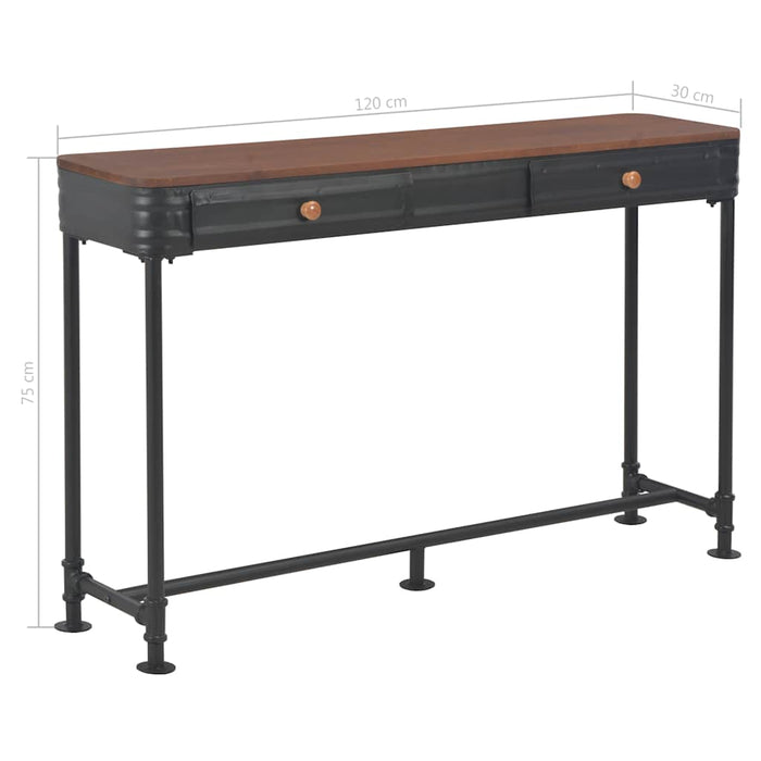 Masă consolă cu 2 sertare, 120 x 30 x 75 cm, lemn masiv de brad - WALTI WALTI