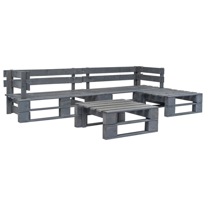 Set mobilier de grădină din paleți cu perne gri, 4 piese, lemn - WALTI WALTI