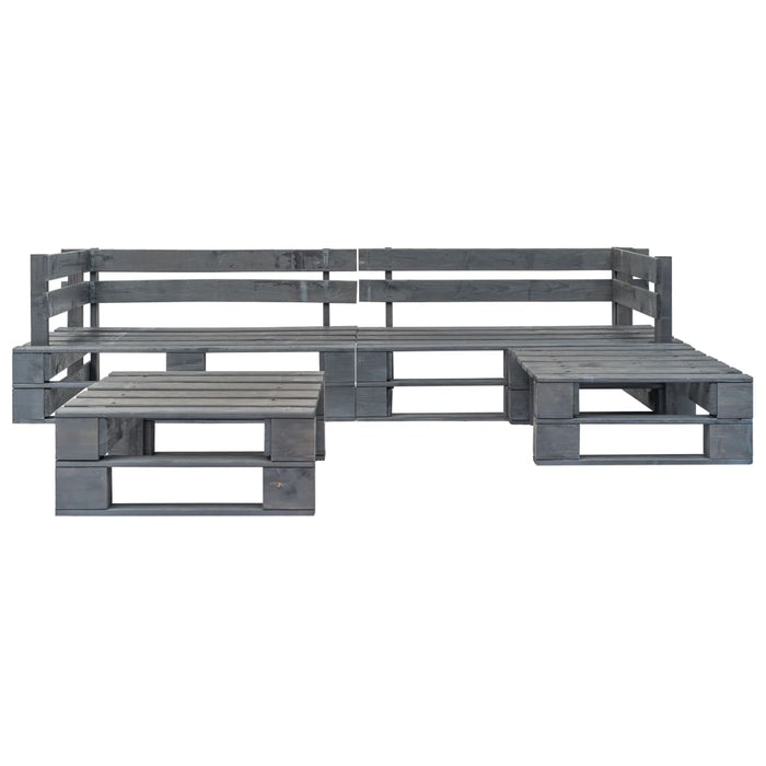 Set mobilier de grădină din paleți cu perne gri, 4 piese, lemn - WALTI WALTI