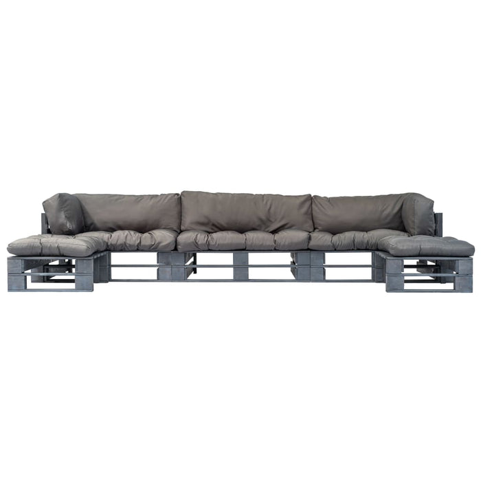 Set mobilier de grădină din paleți cu perne gri, 6 piese, lemn - WALTI WALTI