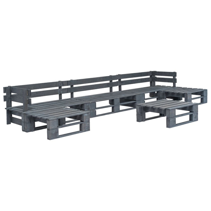 Set mobilier de grădină din paleți cu perne gri, 6 piese, lemn - WALTI WALTI