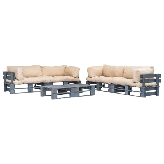 Set mobilier de grădină din paleți perne nisipii 6 piese lemn WALTI