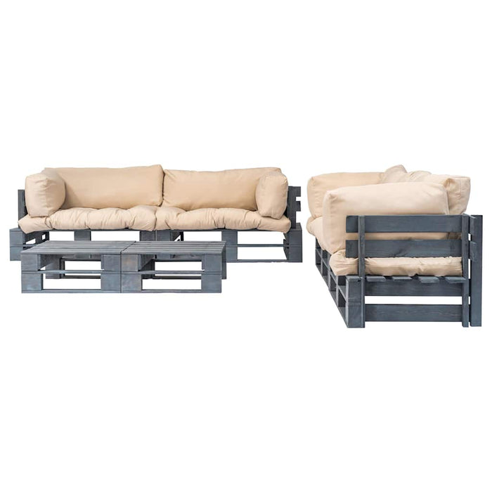 Set mobilier de grădină din paleți perne nisipii 6 piese lemn WALTI