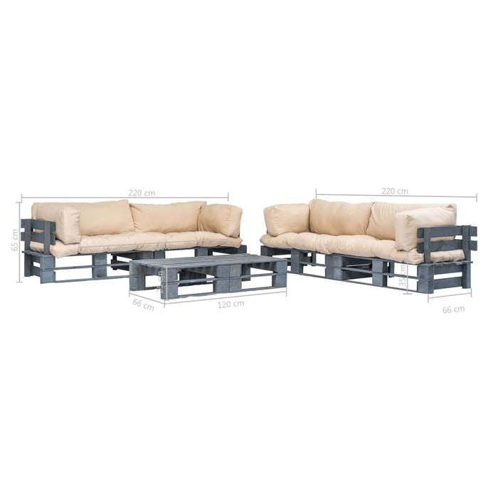 Set mobilier de grădină din paleți perne nisipii 6 piese lemn WALTI