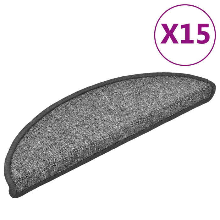 Covorașe pentru scări, 15 buc., 56x17x3 cm, gri închis, semirotunde - WALTI WALTI