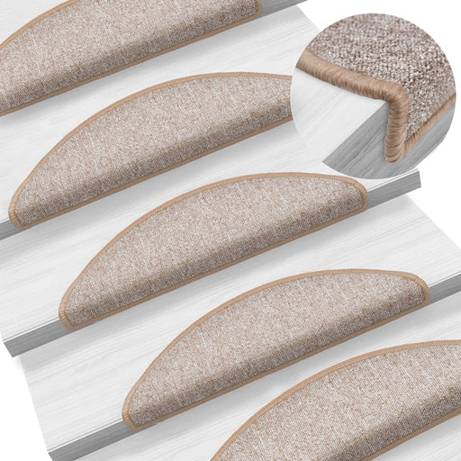 Covorașe pentru scări, 15 buc., 56x17x3 cm, maro deschis, semirotunde - WALTI WALTI