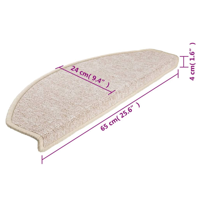 Covorașe pentru scări, 15 buc., 65x24x4 cm, semirotunde, maro taupe, mari - WALTI WALTI