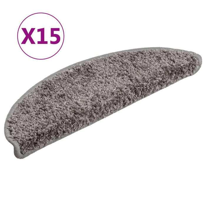 Covorașe pentru scări, 15 buc., 56x17x3 cm, gri, semirotunde WALTI