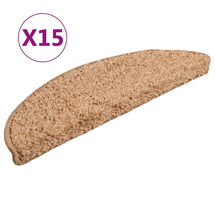 Covorașe pentru scări, 15 buc., 56x17x3 cm, bej, semirotunde - WALTI WALTI