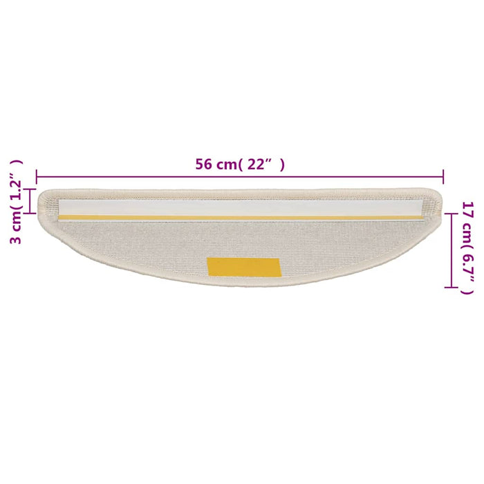 Covorașe pentru scări, 15 buc., 56x17x3 cm, albe, semirotunde - WALTI WALTI