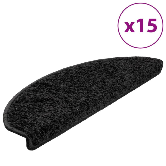 Covorașe pentru scări, 15 buc., 65x21x4 cm, negru, semirotunde, mari - WALTI WALTI