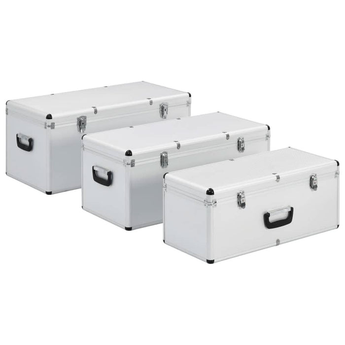 Cutii de depozitare, 3 buc., argintiu, aluminiu - WALTI WALTI
