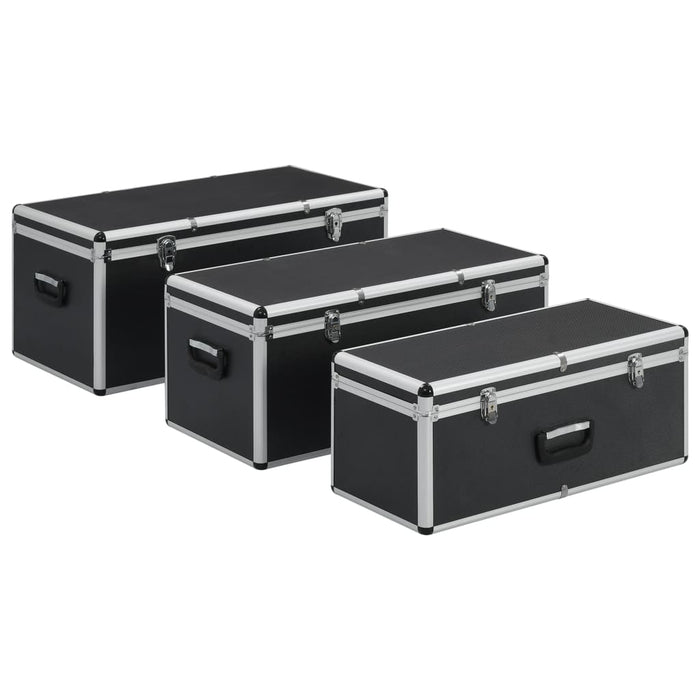 Cutii de depozitare, 3 buc., negru, aluminiu - WALTI WALTI