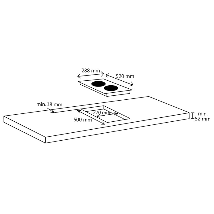 Plită ceramică cu 2 arzătoare, control tactil, 3000 W - WALTI WALTI