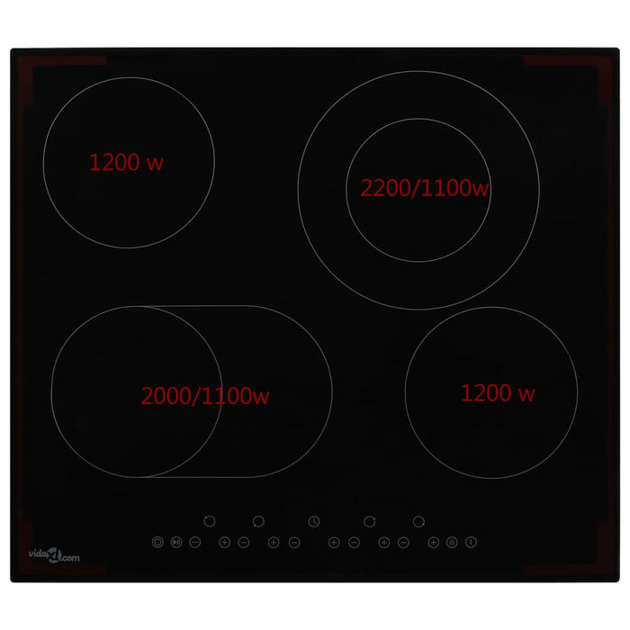Plită ceramică cu 4 arzătoare, control tactil, 6600 W - WALTI WALTI
