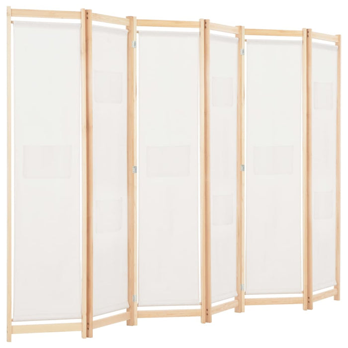 Paravan cameră, 6 panouri, crem, 240x170 x4 cm, material textil - WALTI WALTI