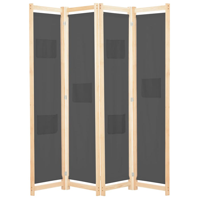 Paravan de cameră cu 4 panouri, gri, 160x170x4 cm, textil - WALTI WALTI
