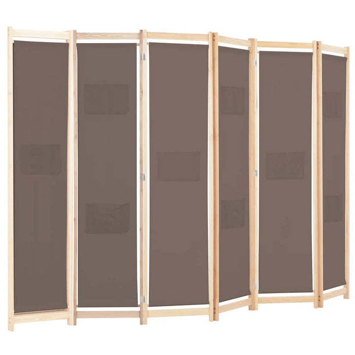 Paravan cameră cu 6 panouri, maro, 240x170x4cm, material textil - WALTI WALTI
