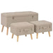 Taburete cu depozitare, 3 buc., bej, material textil - WALTI WALTI
