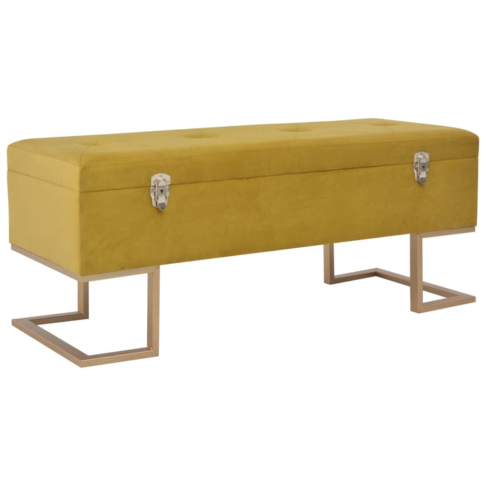 Banchetă cu un compartiment de depozitare muștar 105cm catifea WALTI