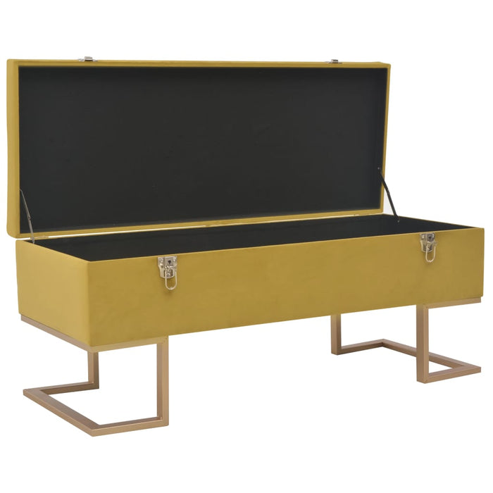 Banchetă cu un compartiment de depozitare muștar 105cm catifea WALTI