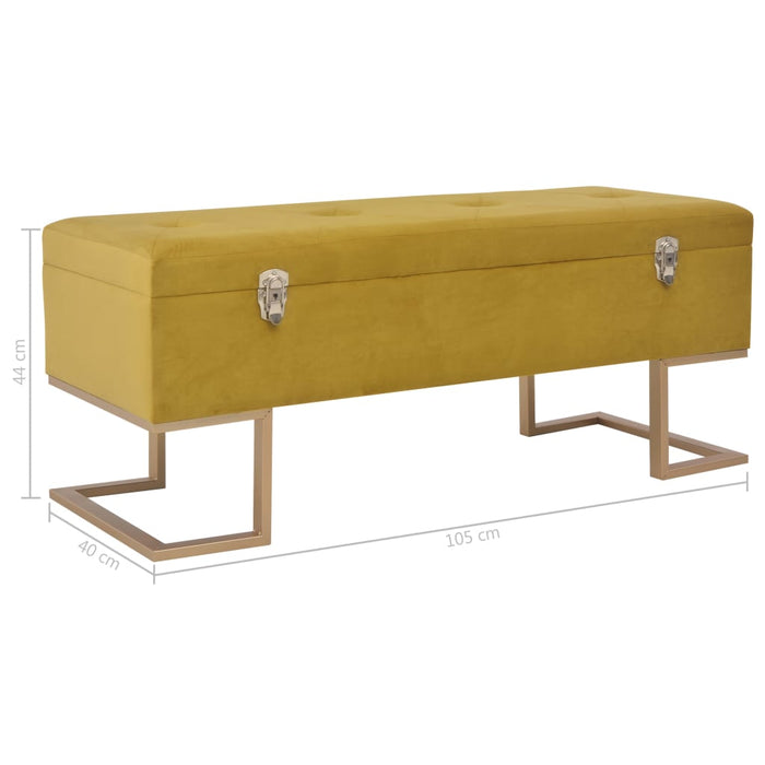 Banchetă cu un compartiment de depozitare muștar 105cm catifea WALTI