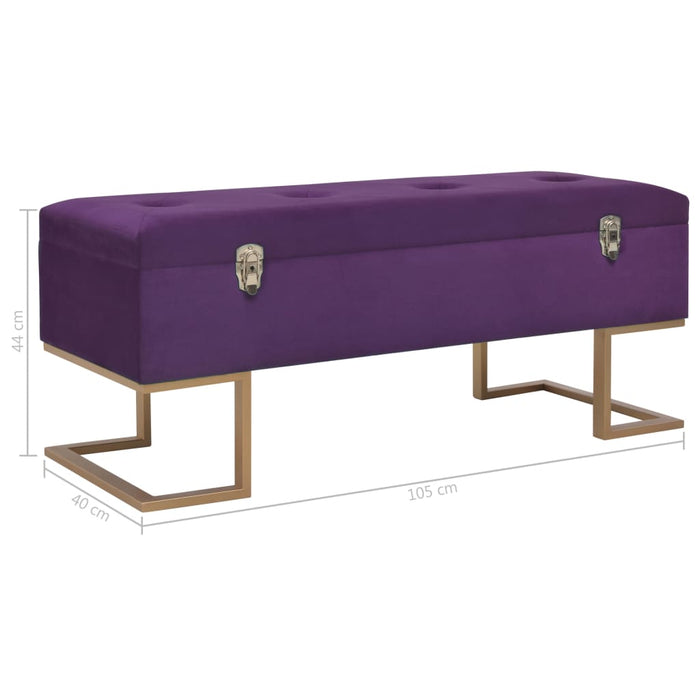 Banchetă cu un compartiment de depozitare violet 105cm catifea WALTI