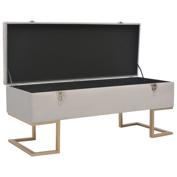 Banchetă cu un compartiment de depozitare gri 105 cm catifea - WALTI WALTI